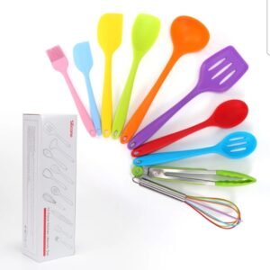 Colorful 10 piece silicon utensil